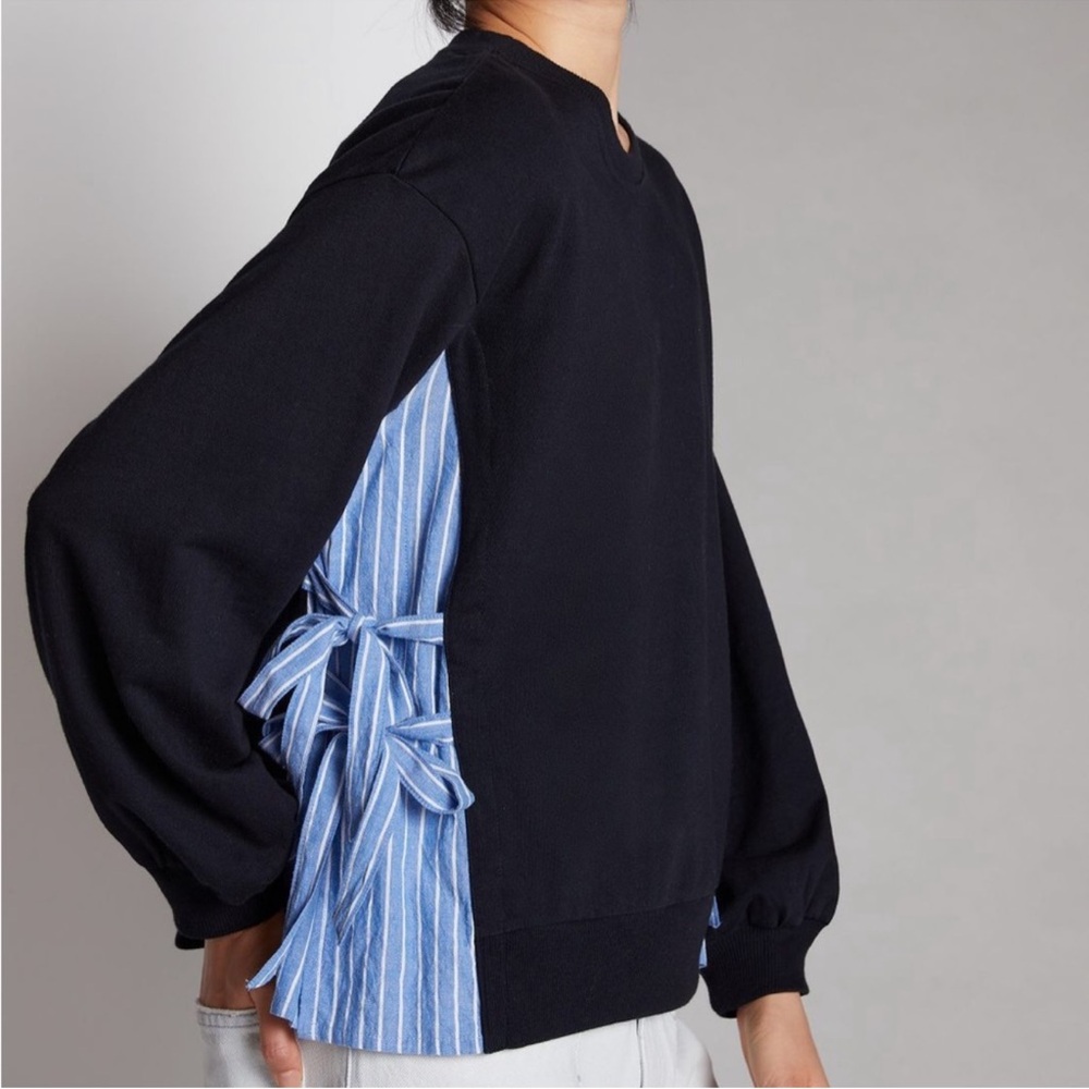 Porridge for Anthropologie striped side-tie cotton sweatshirt